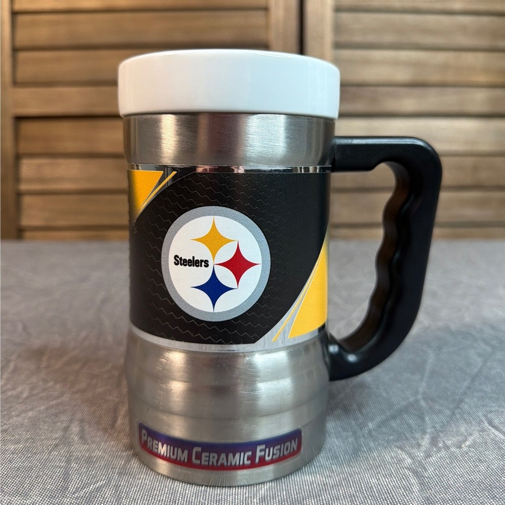 Pittsburgh Steelers Travel Mug Silver NFL Football Ceramic Fusion Insulated